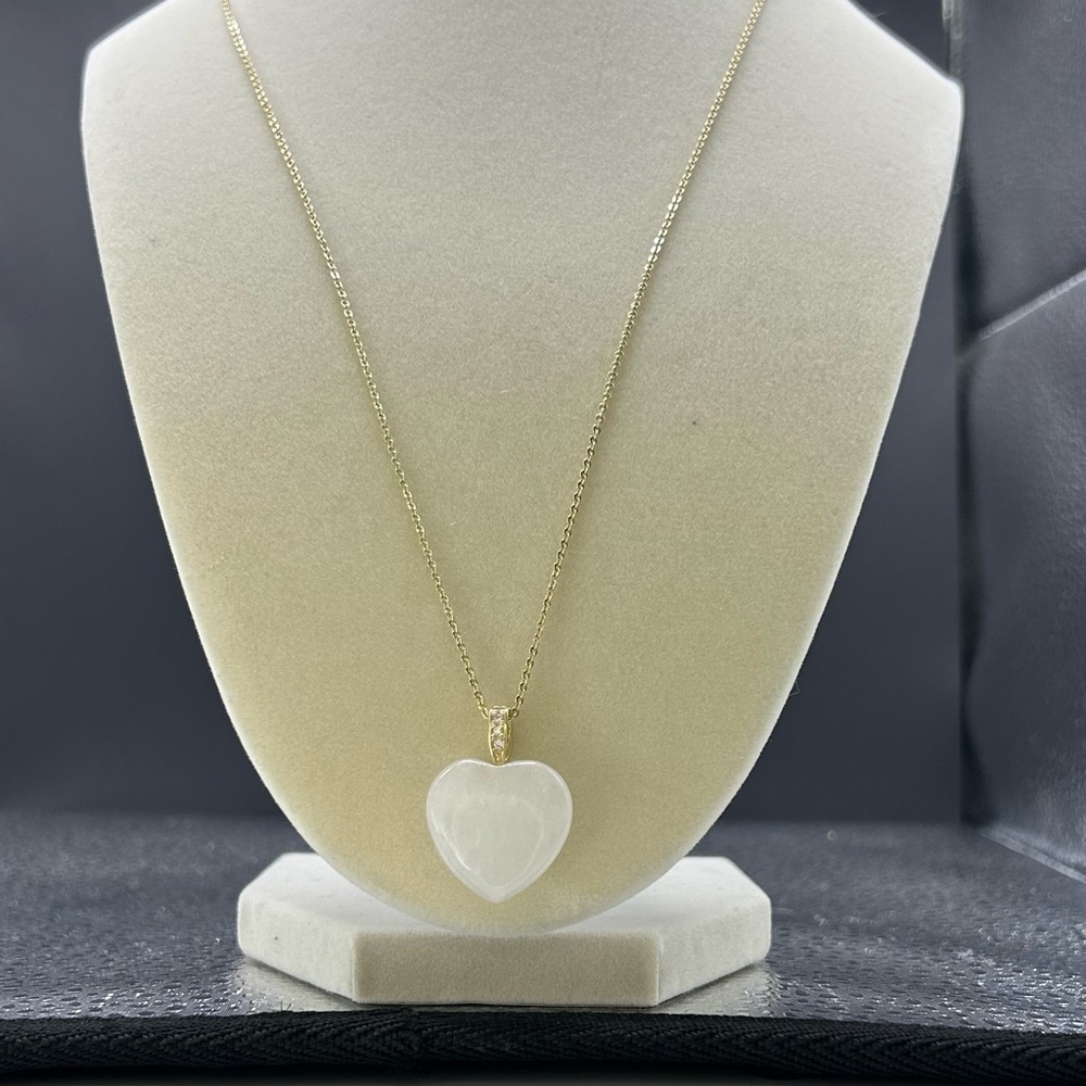 Melinda Maria Gold Necklace with White Heart Pendant
